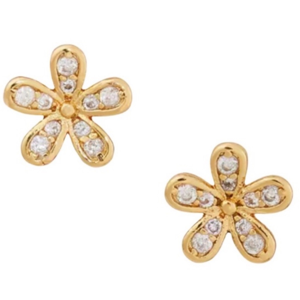 Kate Spade Gold “Gleaming Garden” Dainty Flower Stud Earrings - New